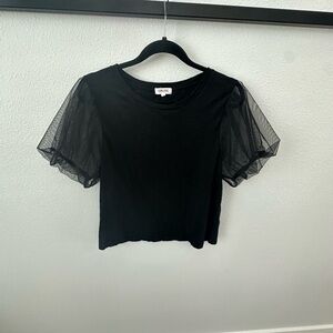 Goldie Black Puff‎ Sleeve Crop Blouse